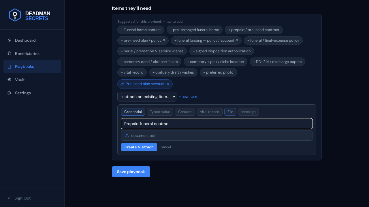 Step 5: Add a file: choose File, name it, and pick the document — encrypted before it leaves your device.