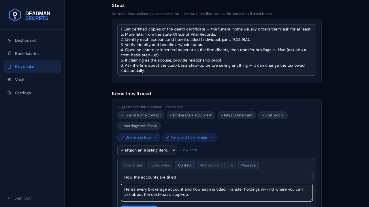 Step 7: Add a message: a personal note, delivered with the playbook.
