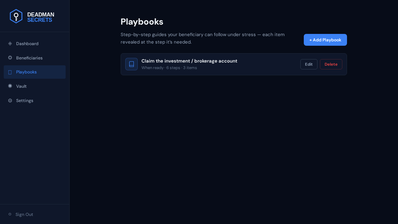 Step 8: The finished playbook: your steps plus the items your beneficiary will need.