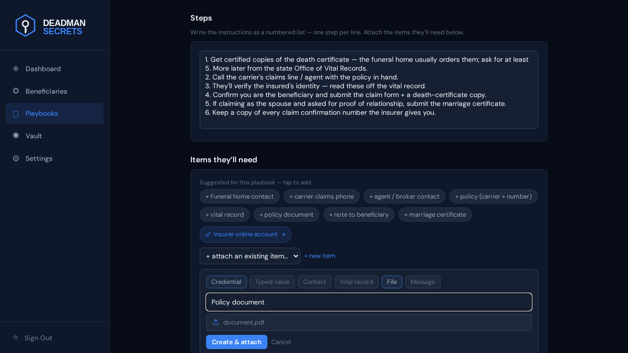 Step 5: Add a file: choose File, name it, and pick the document — encrypted before it leaves your device.