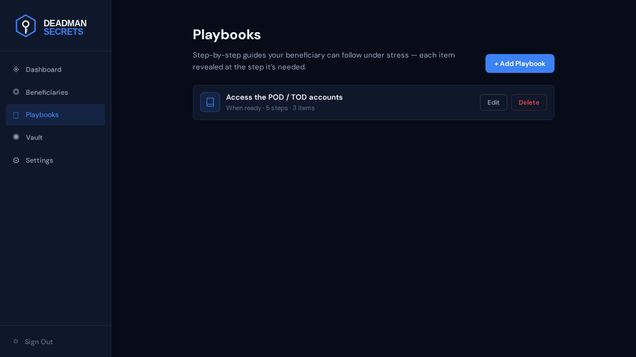 Step 8: The finished playbook: your steps plus the items your beneficiary will need.