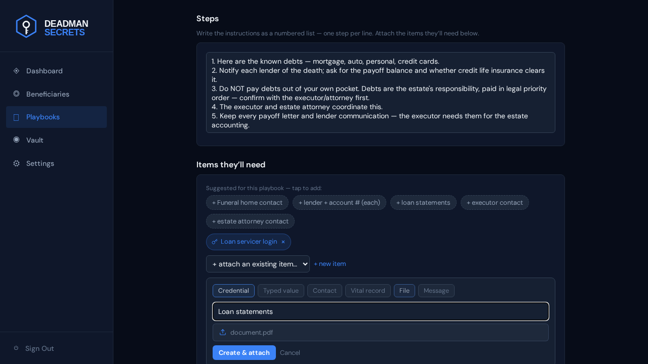 Step 5: Add a file: choose File, name it, and pick the document — encrypted before it leaves your device.