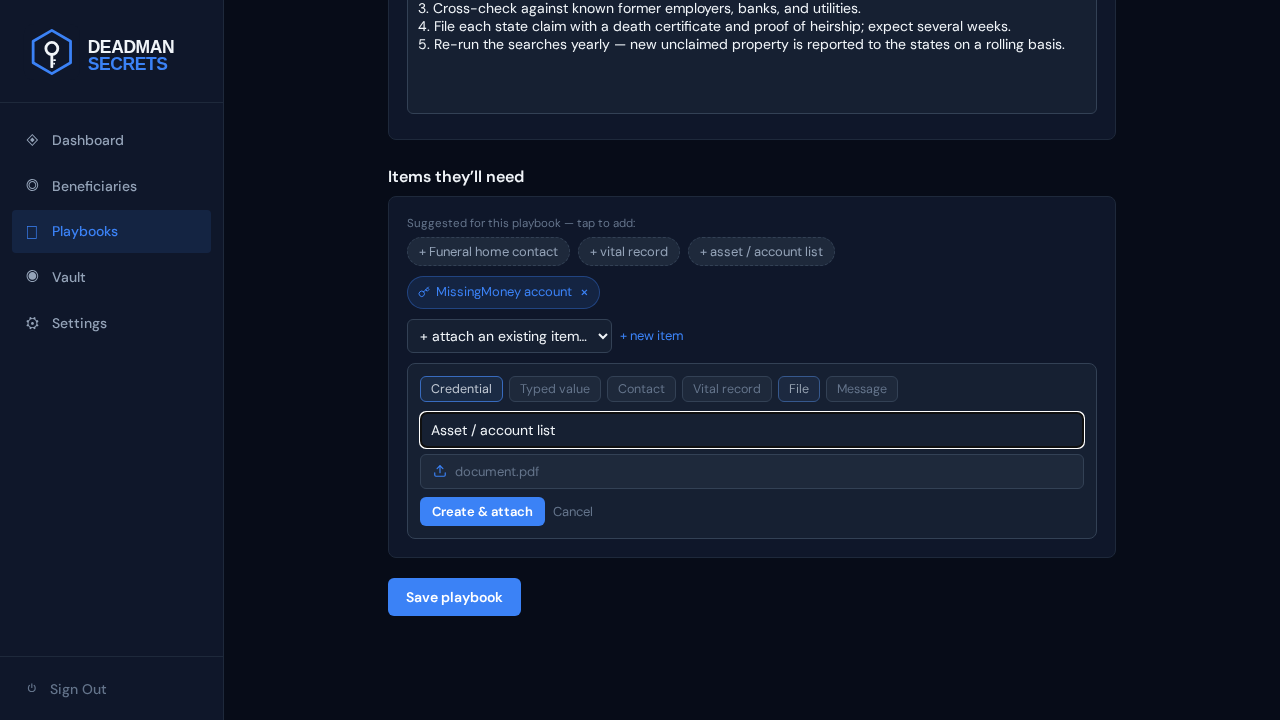 Step 5: Add a file: choose File, name it, and pick the document — encrypted before it leaves your device.